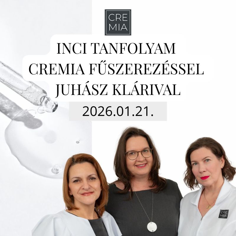Regisztrációs kártya - INCI tanfolyam Cremia fűszerezéssel Juhász Klárival - 2026.01.21.